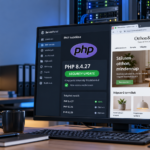PHP 8.4.27 biztonsági frissítés egy kisvállalati WordPress-webáruház szerverén.
